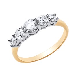 Old English Jewellers 9ct Gold on Silver 5 Stone Eternity Ring size J to V - Simulated Diamond (J)