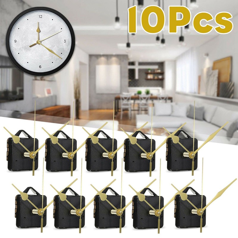 Roundsky 10Pcs DIY Silent Movement Spindle Hands Wall Quartz Clock