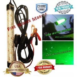 FireWaterMarine 12v Waterproof 12" DELUX LED GREEN UNDERWATER SUBMERSIBLE NIGHT FISHING LIGHT