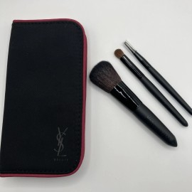 Yves Saint Laurent New Yves Saint Laurent YSL 3pc Brush Set, Black & Rose Brush Case, Travel