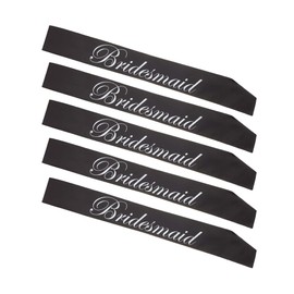Ella Celebration Bridesmaid Double Layer Sash Set, Black Satin Bridal Shower Bachelorette Party Accessories Sashes (Bridesmaid, Set of 5)