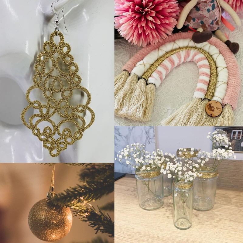 jijAcraft 656 Feet Gold String Twine - 1.5mm Metallic Ornament