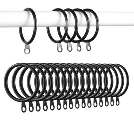 Kinsinder 60 Pieces Metal Curtain Rings, Rings for Curtain Rods for Window Door Shower Curtain Curtain Hooks Rails, 38 mm Inner Diameter (Black)