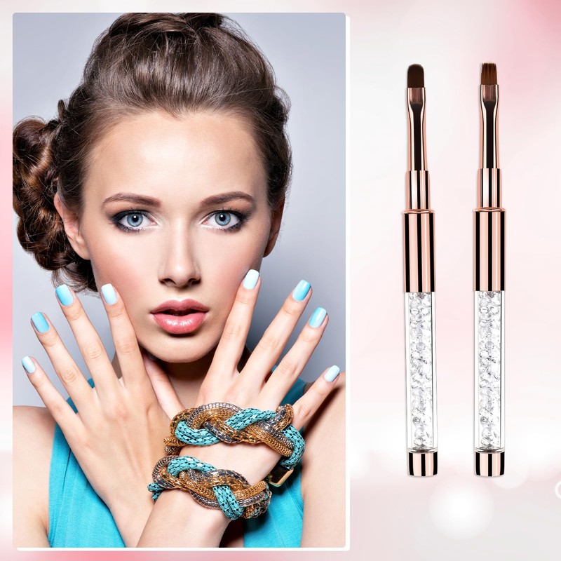 Oval & Flat UV Gel Nail Brush Rhinestone Handle Nail