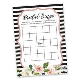 Inkdotpot Bridal Wedding Shower Bachelorette Party Bulk Blank Square Fill In Gift Ideas 50 Striped Bingo Game Cards