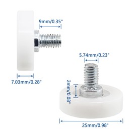 Litoexpe 0.98 Inch Drawer Slide Roller, 12 Pieces Drawer Replacement Wheels, Plastic Pulley, Bearing Small Pulley