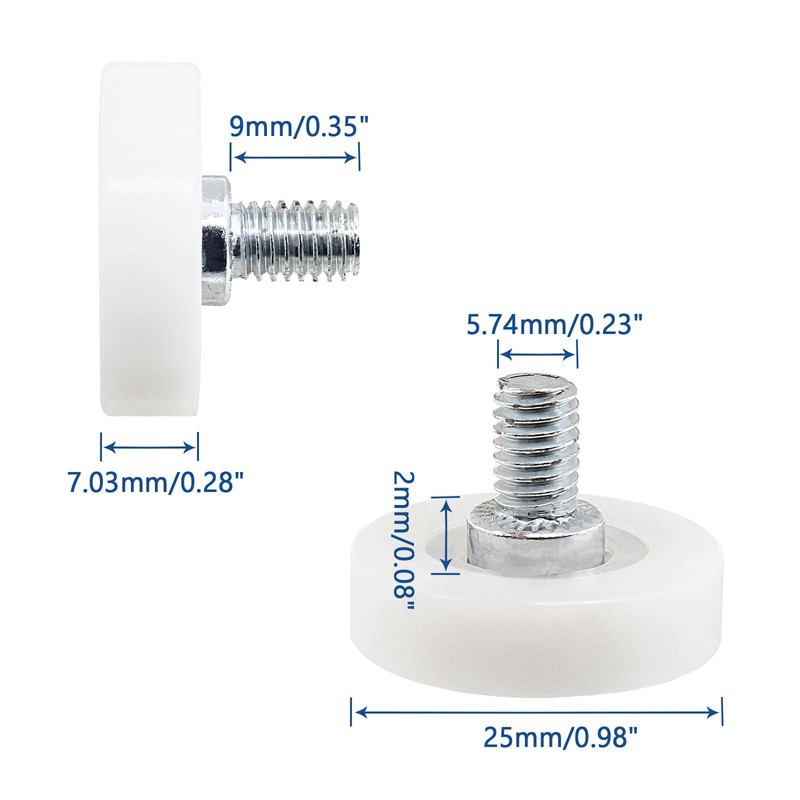 Litoexpe 0.98 Inch Drawer Slide Roller, 12 Pieces Drawer Replacement