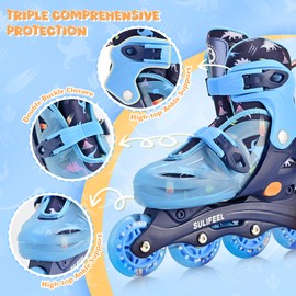 SULIFEEL Inline Skates for Girls Boys Kids Ages 3-10 with Light Up Wheels, Adjustable 4 Sizes for Kids Toddler Youth Beginner Indoor & Outdoor