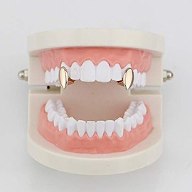 2PC Gold Plated Single Fangs Grills Cap for Your Teeth Grillz Men Women Hip Hop Jewelry Gift