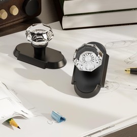 BonKuDoo 2 Pack Crystal Dummy Door Knobs, Inactive Glass Dummy Door Knob for Closets and Hallways, Matte Black