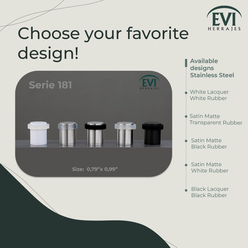 EVI Herrajes | Pack 2 Doorstops | 20x25mm | Threaded