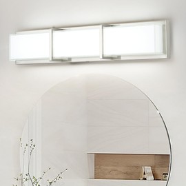 Doxbom Vanity Lights 27In Cool White Bathroom Lighting Fixtures Over Mirror 28W 6000k Dimmable Modern Brushed Nickel Vanity Light for Toilet, Kitchen, Cabinet, Wall