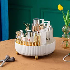 Makeup Organizer, 360 Degree Rotating Lazy Susan Perfume Lotion Cosmetic Skincare Organizer Storage Display Tray for Vanity Dresser Bathroom Countertop(White)