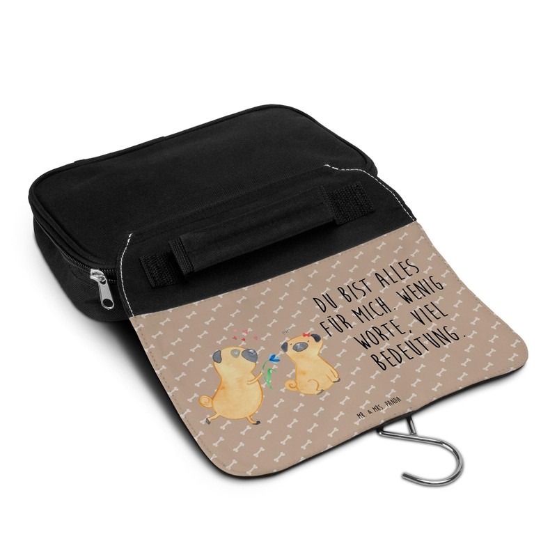 Mr. & Mrs. Panda Toiletry Bag Pug in Love, brown,