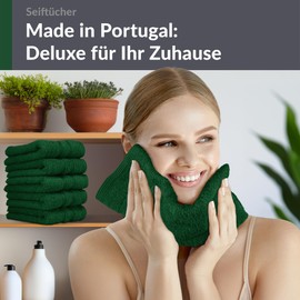 Lashuma Washcloth Baby 30 x 30 cm Cotton London Set of 6 Soft Hand Towels Small in Fir Green