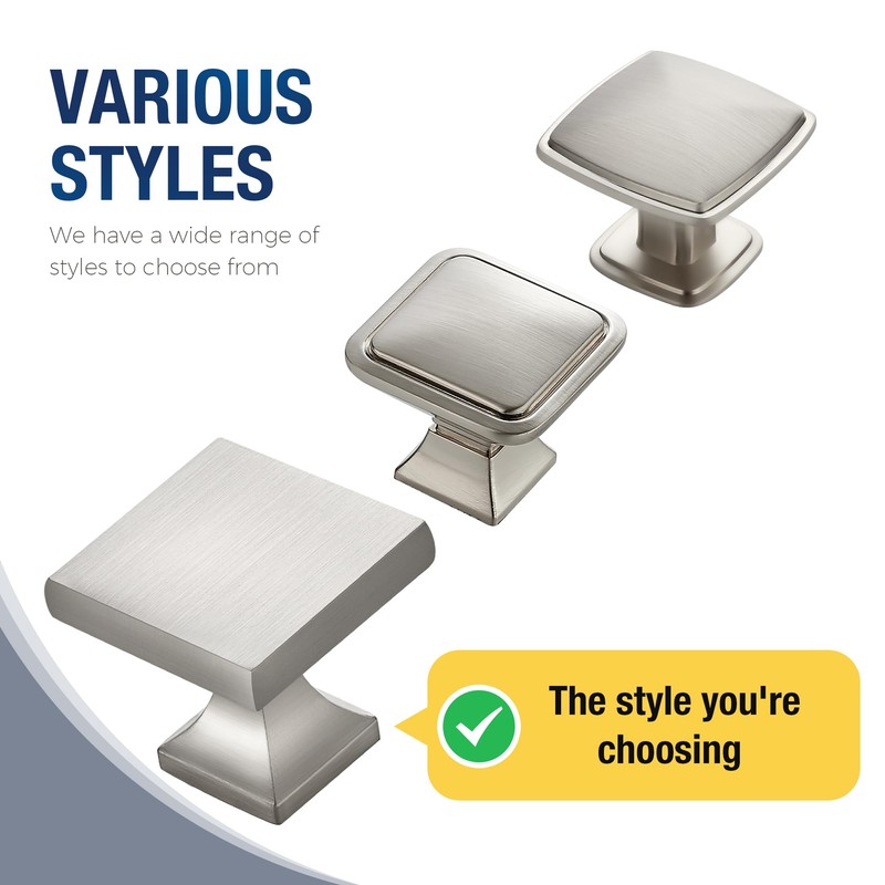 JOY DECOR 10 Pack Brushed Nickel Square Cabinet Knobs for