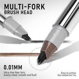 KYDA Microblading Brush Eyebrow Pen, Waterproof Liquid Brow Pen, Brow Fection Angled Brush Eyebrow Pencil, Long Lasting, Quick Drying Natural Makeup, Dark Brown, Vegan & Cruelty-Free