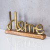 levandeo Home Stand Lettering Height 17 cm Metal Gold Wood