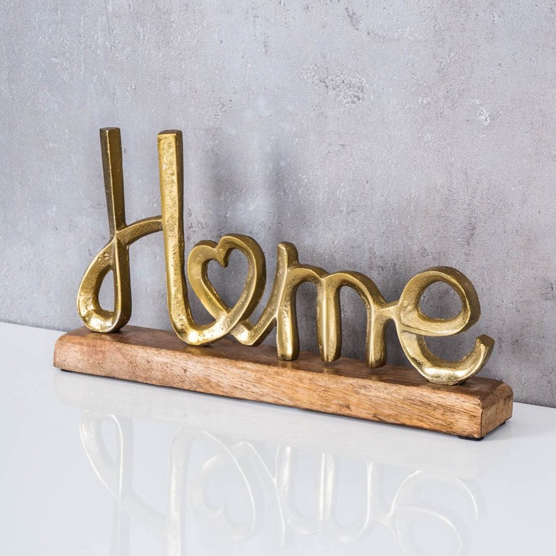 levandeo Home Stand Lettering Height 17 cm Metal Gold Wood