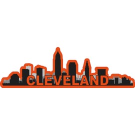 StickerTalk Red Orange Cleveland Skyline Vinyl Sticker, 10 inches by 3 inches
