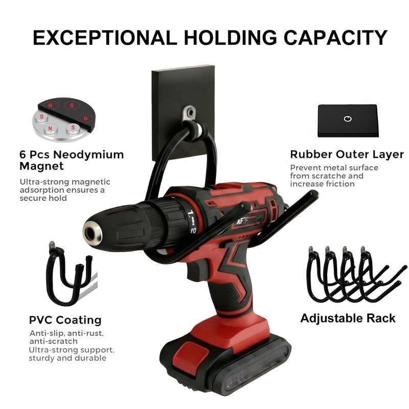 AITOPMART 4 Pack Heavy Duty Magnetic Hooks, Power Tool Organizer