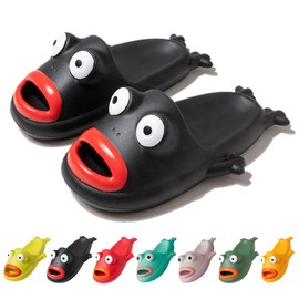 MEADOO Frog Slippers,Frog Flip Flops, Thickness Bath Slipper, Funny Couple Frog Slides, Bass Slides,Beach & Shower Shoes (44-45, black-A, numeric_11)