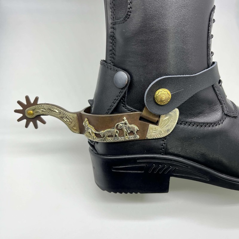 QualiTime Western Cowboy Spurs with Straps Set - Antique Solid