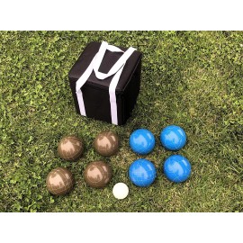 BuyBocceBalls Unique Bocce Sets - 107mm with Brown and Blue Balls