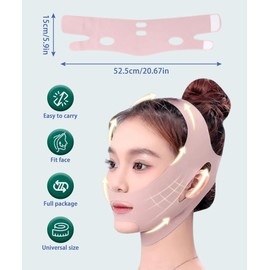 SensaBliss Small Face Belt, Small Face Mask, Face Band, Chase Line Belt, Face Belt, Face Line, Tightening, Lift Up Mask, High Elastic, Breathable, Adjustable, Unisex, Pink