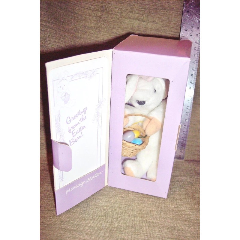 Dan Dee TEDDY BEAR CLIP-ON WHITE BUNNY EARS EASTER EGG