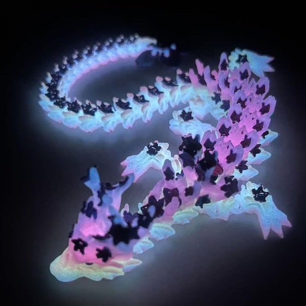 SGYYSG 3D Printed Cherry Blossom Crystal Dragon, 12 Inch Articulated