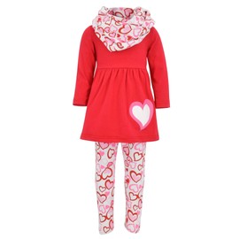 Unique Baby Girls Valentines Day Red & Pink Hearts Toddler Legging Set Outfit (8 Years, Red)