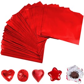VESTARUVOT 200PCS Foil Candy Wrappers, 4x4 inches Square Aluminium Foil Candy Wrappers Square Chocolate Molds Sugar Tin Foil Wrappers for DIY Candy Chocolate Packaging by Party Wedding Birthday