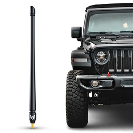 Ronin Factory Short Antenna for Jeep Wrangler Rubicon Gladiator Sahara Sport 4xe JK JL 2007-2023 Jeep Wrangler Accessories Jeep Gladiator Accessories Anti-Theft Design 12 Inch TuffLock