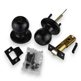 HANDLESTORE® Locking Door Knobs - Entrance, Privacy or Passage with Keys or Thumb Locking - Matt Black (Privacy Knob)