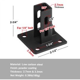 6 Pcs Black Floor Mount Base for 2020 T Slot Aluminum Profile, Floor Flange Anchor Bracket