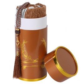 Zofocy Muslim Prayer Rug and Prayer Beads with Elegant Design Cylinder Gift Box, Islamic Eid Ramadan Gifts Set, Carnal Salah Mat, Lightweight Janamaz