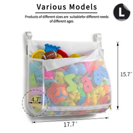 Bath Toy Storage Bag, Bath Toy Hanging Organiser Bag, Bath Toy Mesh Bag, Storage and Sorting of Toys, Ideal for Baths (White)