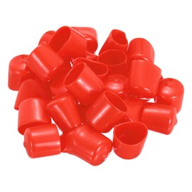 sourcing map 28Pcs Rubber End Caps, 25mm(31/32") ID 26mm(31/32") Height Round Screw Thread Protectors Flexible Screw Bolt Covers Caps for Metal Tube Rod Bolt, Red