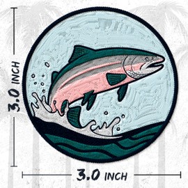 Salmon Patch for Clothes – Embroidered Iron on Patch for Backpack Jacket - Fabric Patches for Clothes Souvenirs & Gifts for Animal Lovers ID45095