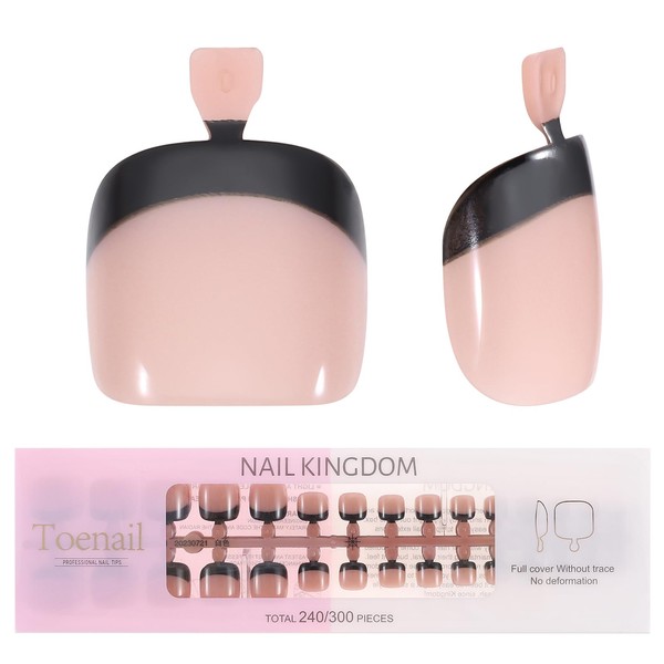 French Tips Gel x Nail Tips, 240PCS Glossy Black-Deep Bronze