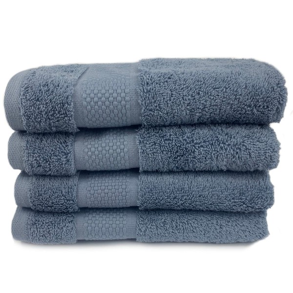 Sue Rossi Organic Turkish Cotton Guest Towels Set Of 4, Kitchen Or Bathroom Pack, Size 30cm x 50cm, Soft, Fluffy & Absorbent 600gsm Towel (Silver Grey, 4)