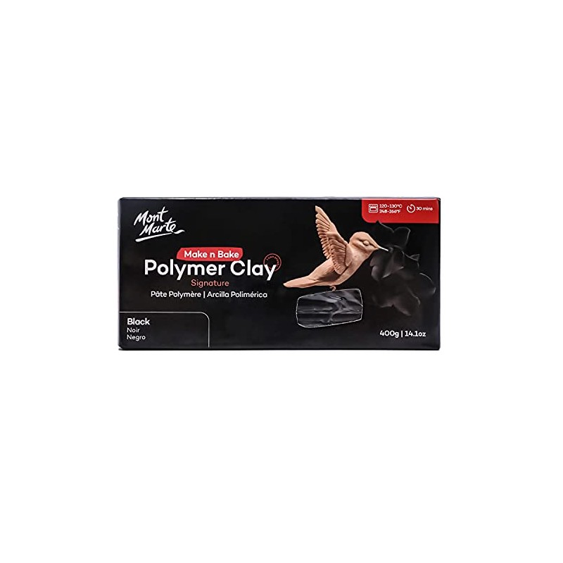 Mont Marte Make n Bake Polymer Clay, Black, 400 g