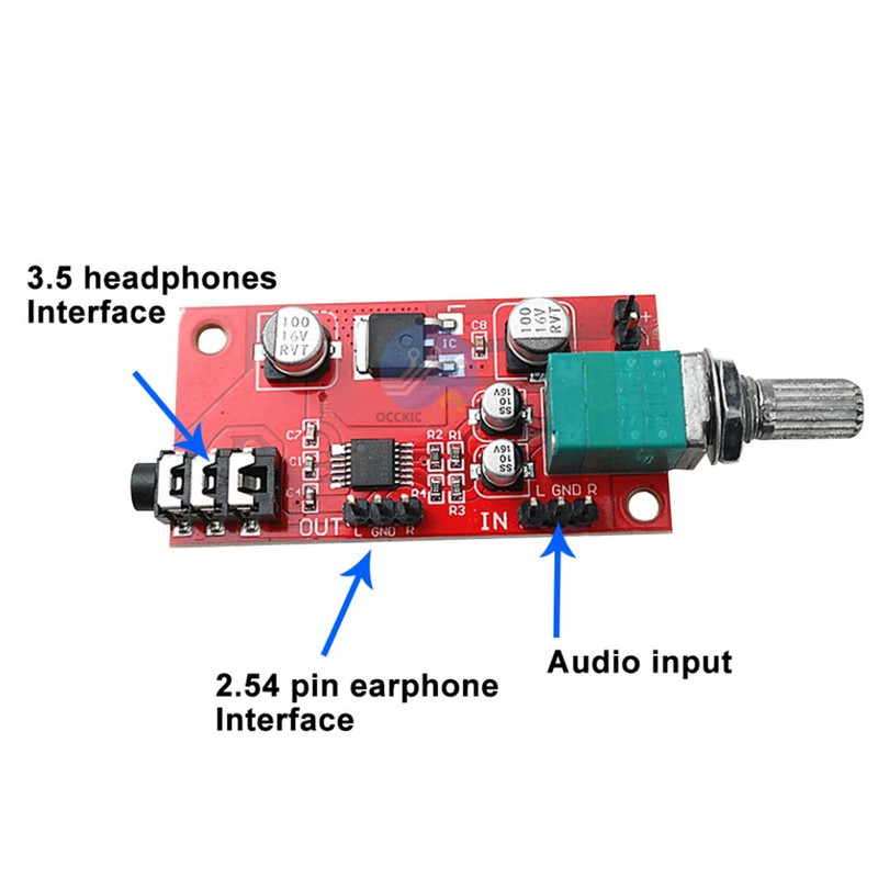 Headphone Preamp Module, Headphone Amplifier Board MAX4410 DC 3-12V 3.5mm