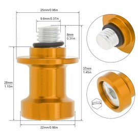 Windance 2PCS Motorcycle Swing Arm Spools, 8mm/10mm CNC Aluminum Slider Stand Screws Lifting Pins (10mm, Gold)