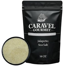 Jalapeno Salt Infused with Real Jalapeños – Natural Green Salt for Cooking and Seasoning Grilled Meats & Roasted Vegetables – 14 oz Refill Pouch by Caravel Gourmet