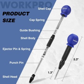 WORKPRO 5" Automatic Center Punch for Metal with Cushion Cap, Metal Punch Tool