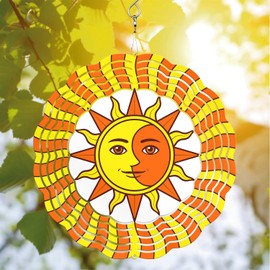 64memory Moon and Sun Wind Spinner, Moon and Sun Wind Spinner Hanging for Yard and Garden, Unique Gift Wind Spinner, 3D Hanging Wind Spinner Outdoor, Cute Moon and Sun Wind Spinner