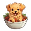 Puppy Sitting In A Bowl Dog Lover Cute Sticker For