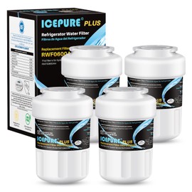 ICEPURE PLUS NSF53&42 Premium RWF0600AH Replacement for GE MFW, MWFP, 197D6321P006, WFC1201, MWFA, PC75009, HDX FMG-1, GSE25GSHECSS, 46-9996, GSH25JSDDSS, PSHS6PGZBESS Refrigerator Water Filter 4PACK